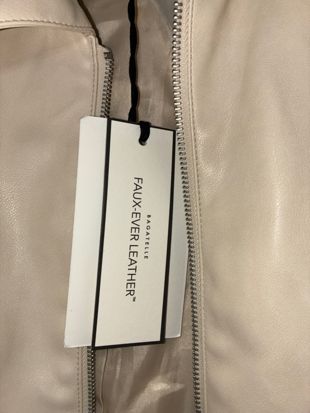 NWT Bagatelle Cream Faux Leather Zip Jacket XL - Picture 3 of 5